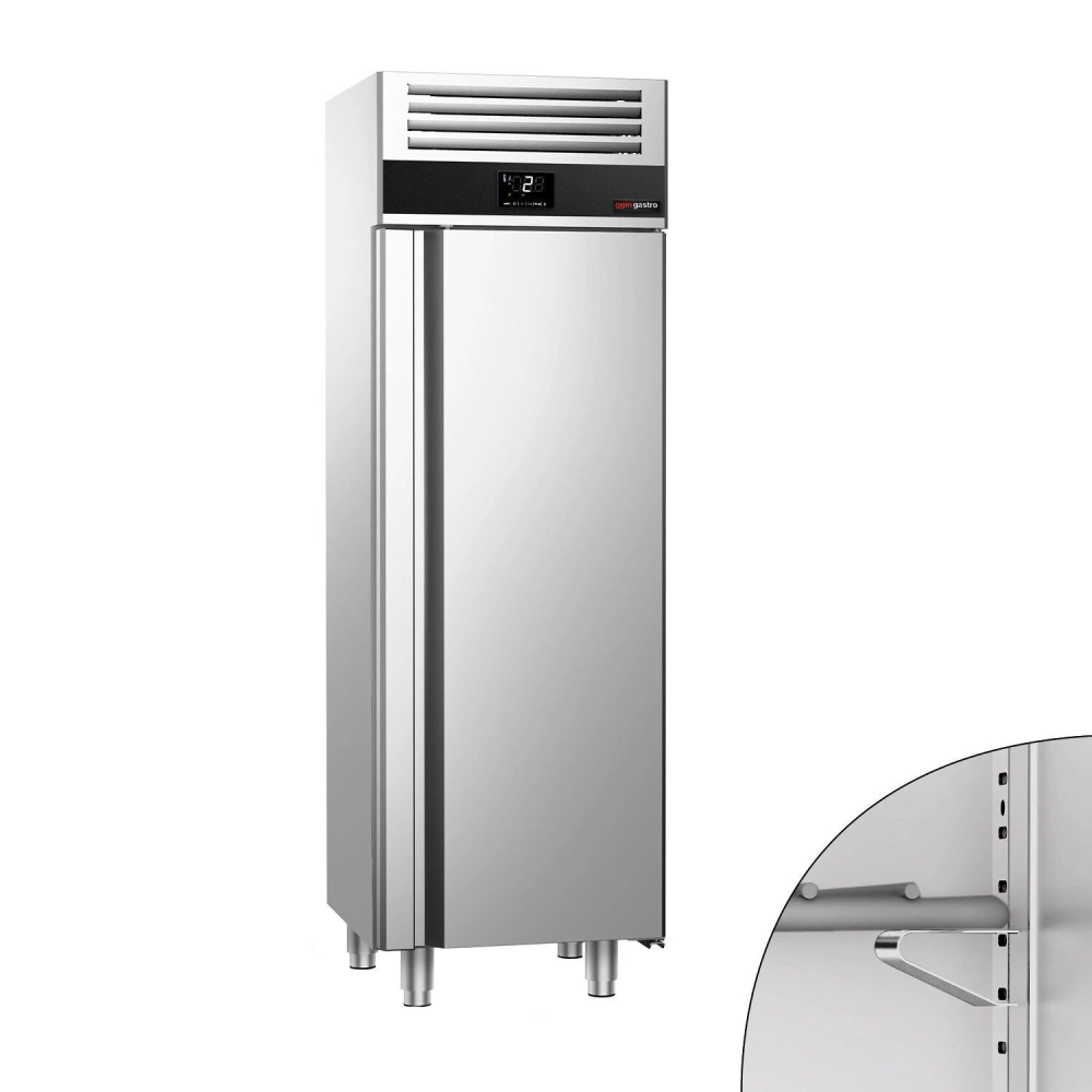 Nerezová skladovací lednice PREMIUM - 400 L - s 1 prosklenými dveřmi
