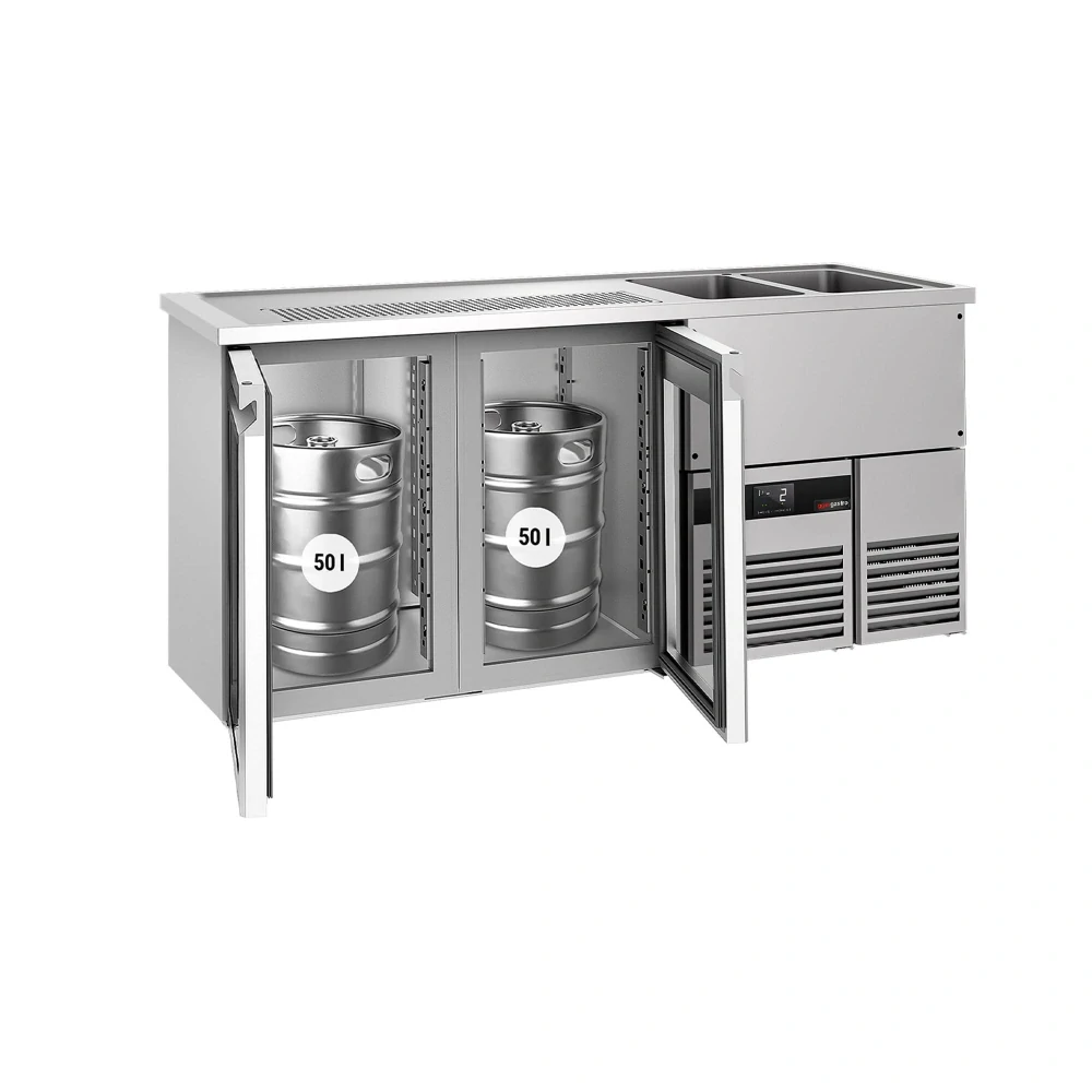 Výčepní pult PREMIUM - 1950x700 mm - 2 skleněné dveře