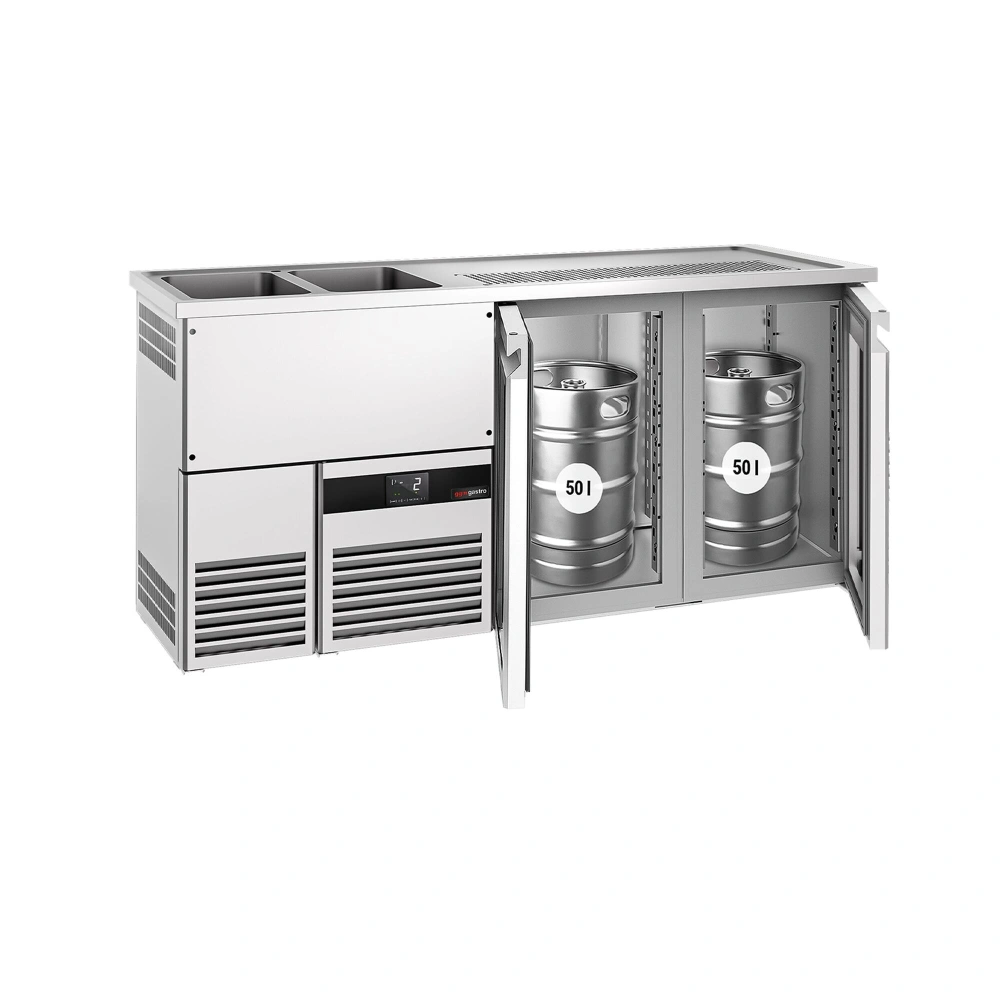 Výčepní pult PREMIUM - 1950x700 mm - 2 skleněné dveře