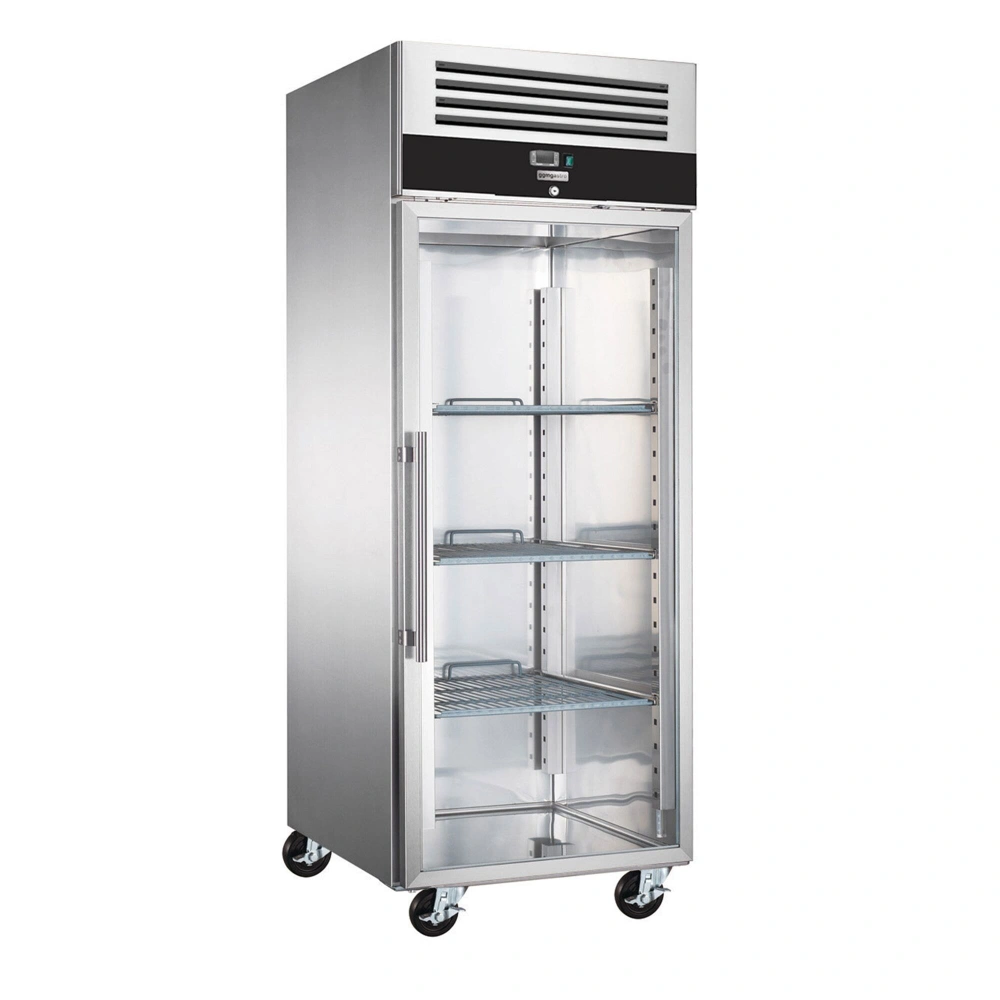 Nerezový pekárenský mrazák PREMIUM - EN 600x800 - 662 l - 1 prosklené dveře, vodicí lišty a rošty