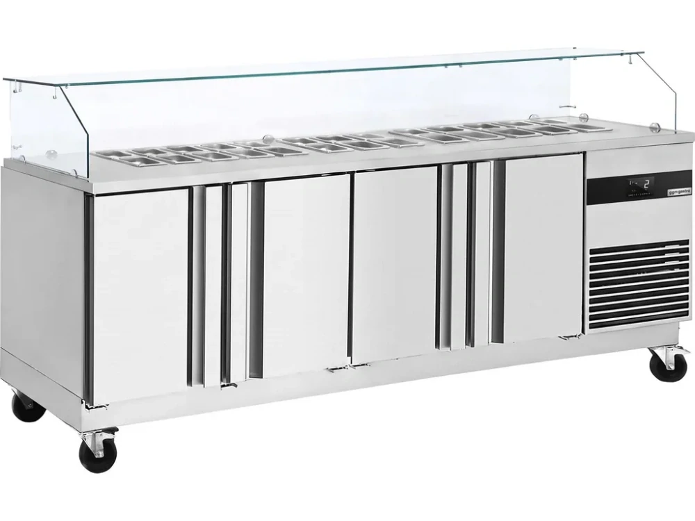 Saladeta PREMIUM - 2330 mm - 4 dveře - se skleněným nástavcem pro 10x GN 1/6