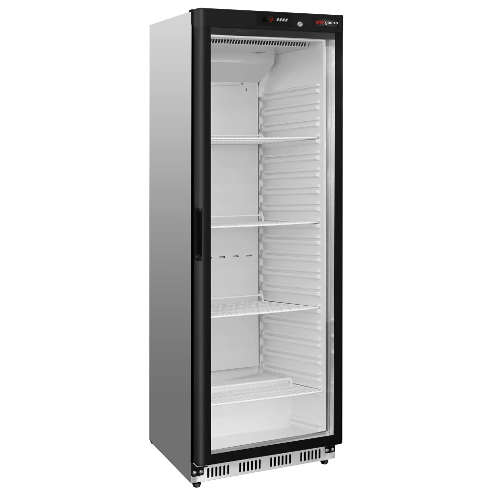 Nerezová chladicí skříň PREMIUM - 400 L - s 1 skleněnými dveřmi - statické chlazení