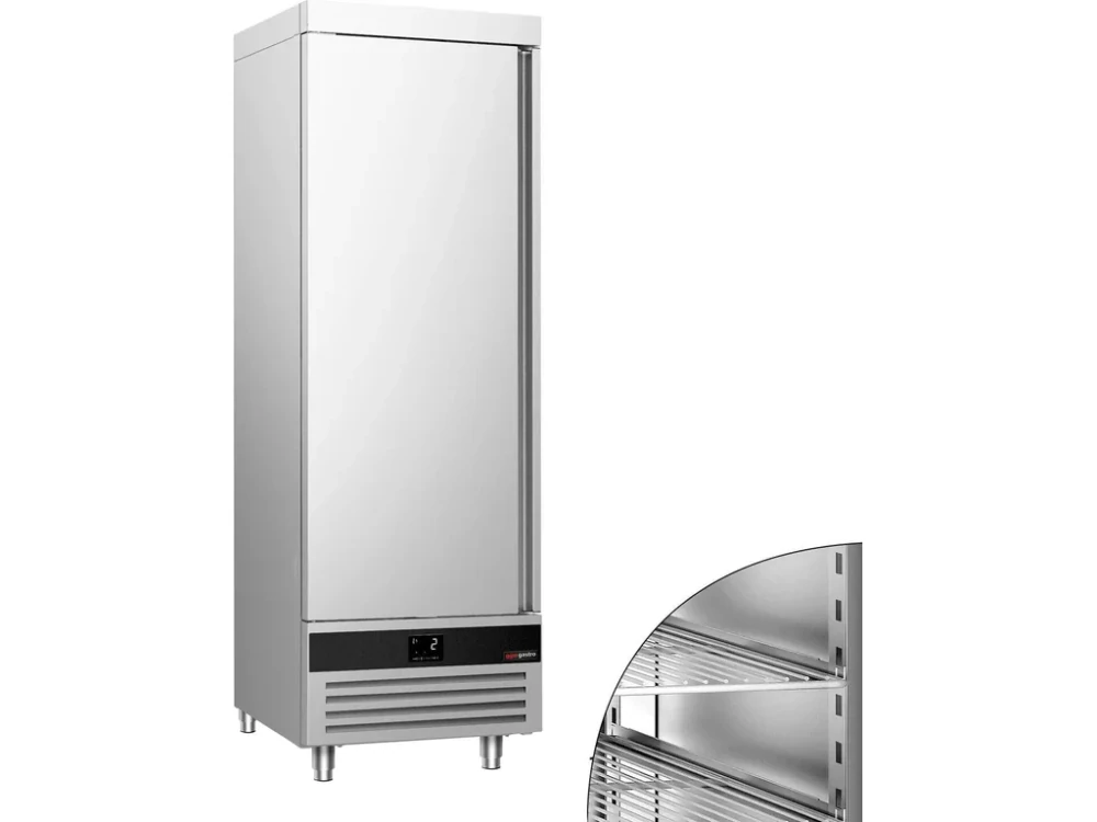 Nerezová skladovací lednice PREMIUM - 600 L - s 1 prosklenými dveřmi