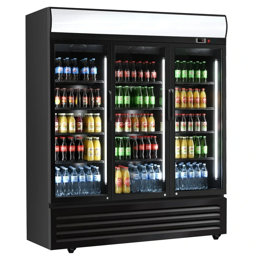 Lednice na nápoje - 1500L - 3 skleněné dveře & reklamní displej