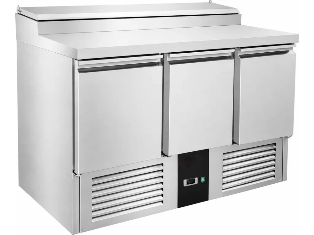 Saladeta / přípravný stůl se 3 dvířky a nerezovým krytem - pro 8x GN 1/6