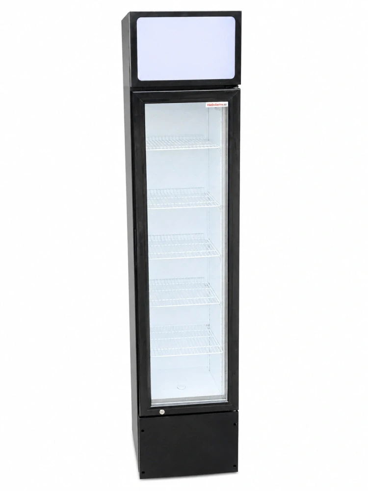 Prosklená chladicí lednice SLIM 160 l – úzká gastro lednice s LED osvětlením