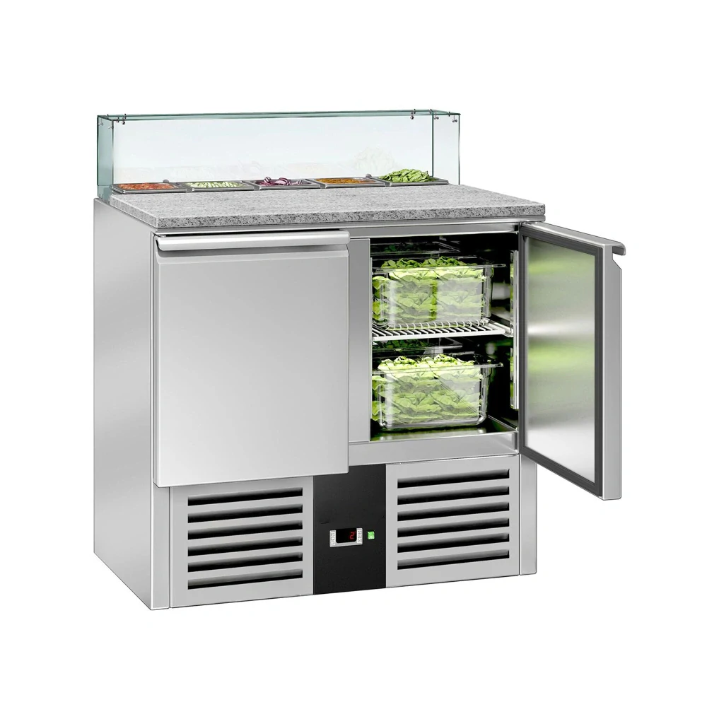 Saladeta PREMIUM - 900 mm - 2 dveře - se skleněným nástavcem pro 5x GN 1/6
