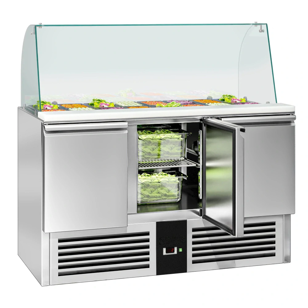 Saladeta PREMIUM - 1368 mm - 3 dveře - se skleněným nástavcem pro 4x GN 1/1 - pro CZ