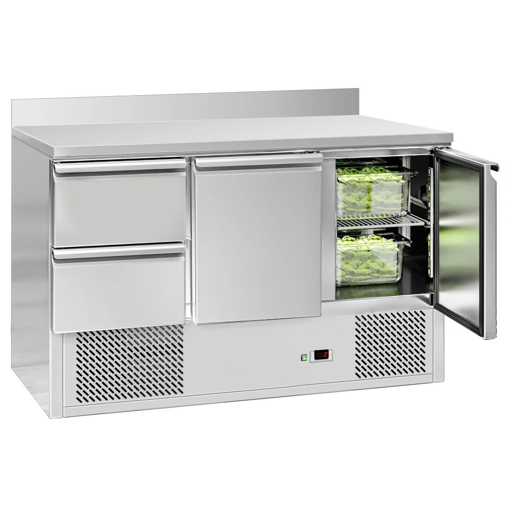 Chladicí stůl ECO - 1370x700 mm - Se 2 dveřmi - zadní lištou