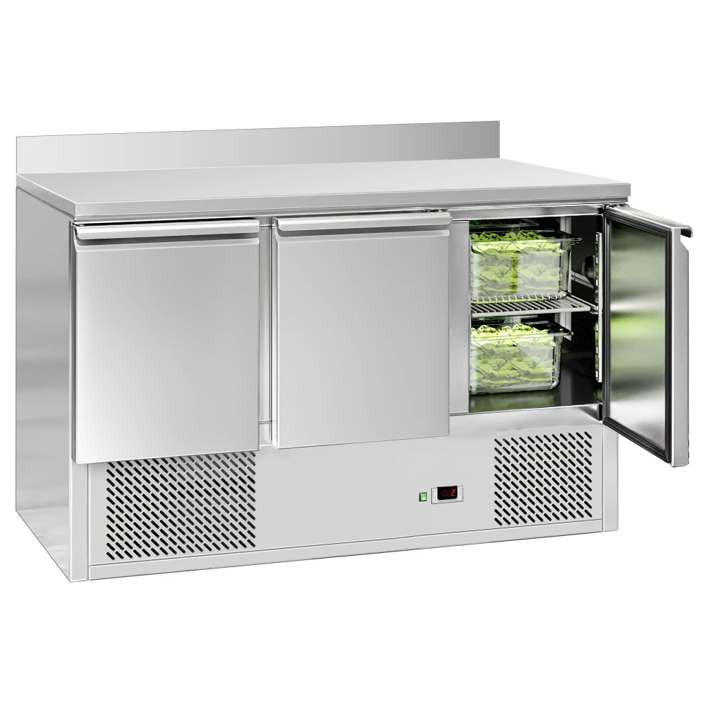 Chladicí stůl ECO - 1370x700 mm - se 3 dveřmi - zadní lištou