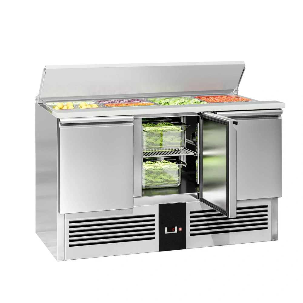Saladeta PREMIUM - 1368 mm - 3 dveře - s nerezovým krytem pro 4x GN 1/1