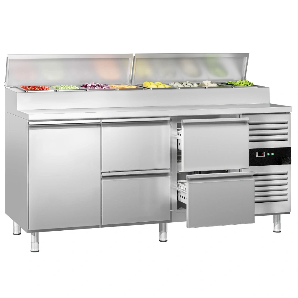 Přípravný chladicí stůl PREMIUM - 1795 mm - 1 dveře & 4 zásuvky - pro 8× GN 1/3