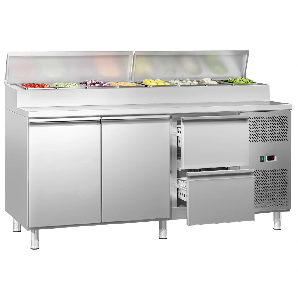 Přípravný stůl ECO - 1795 mm - 2 dveře & 2 zásuvky - Pro 8× GN 1/3