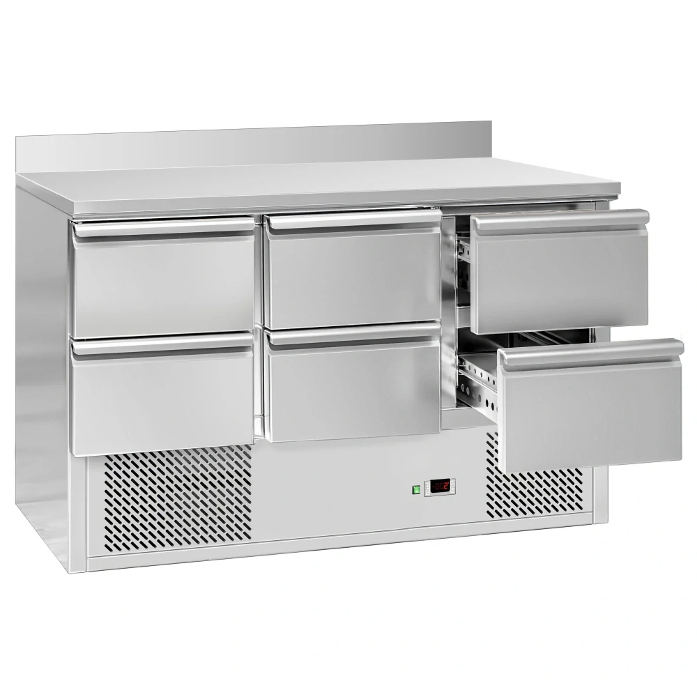 Chladicí stůl ECO - 1365x700 mm - se 6 zásuvkami - zadní lištou