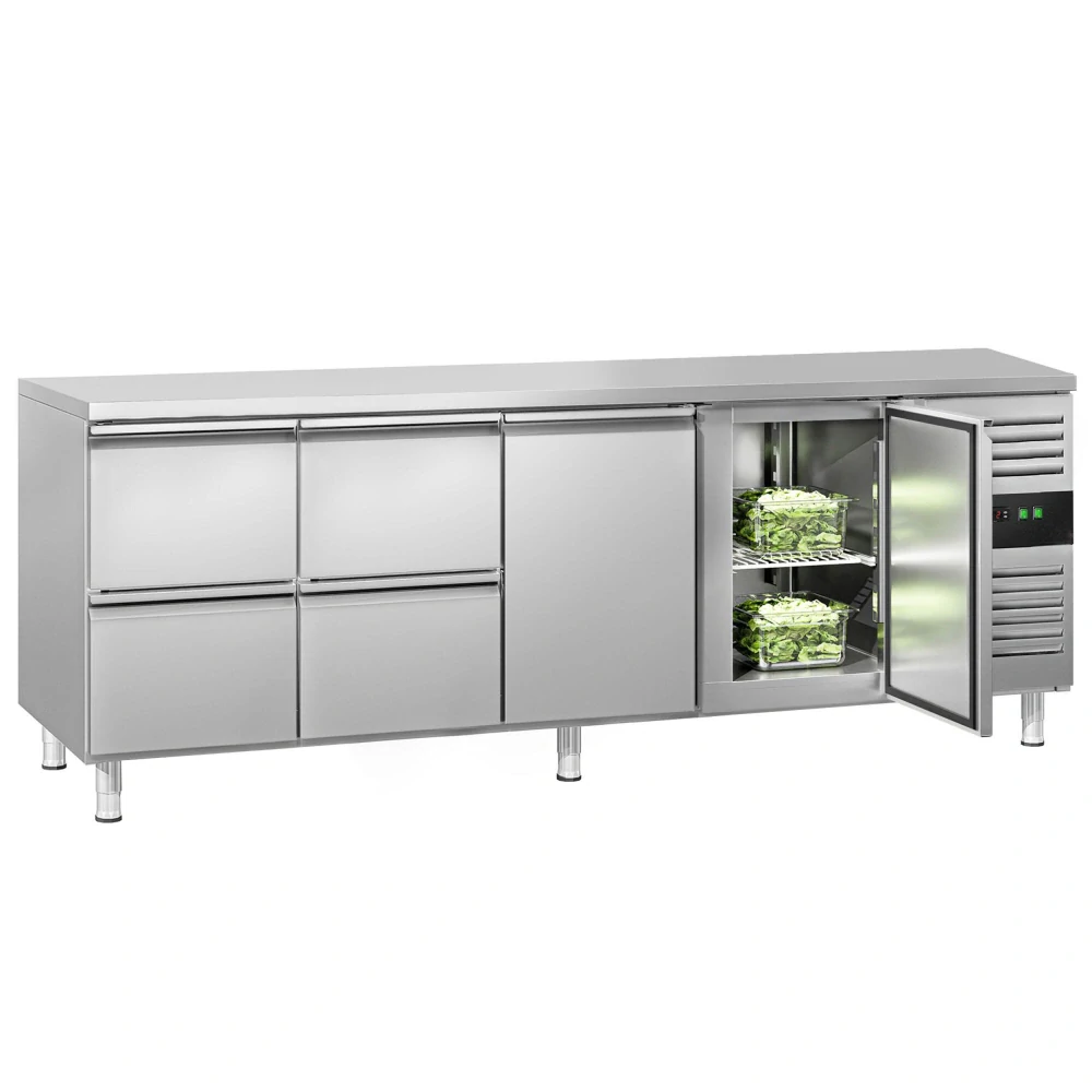 Chladicí stůl ECO - 2230x700 mm - se 2 dveřmi - se 4 zásuvkami