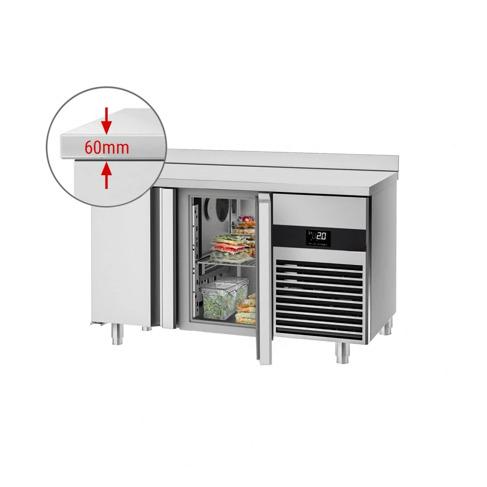 Chladicí stůl PREMIUM - 1400x600 mm - Se 2 dveřmi - Se zadní lištou