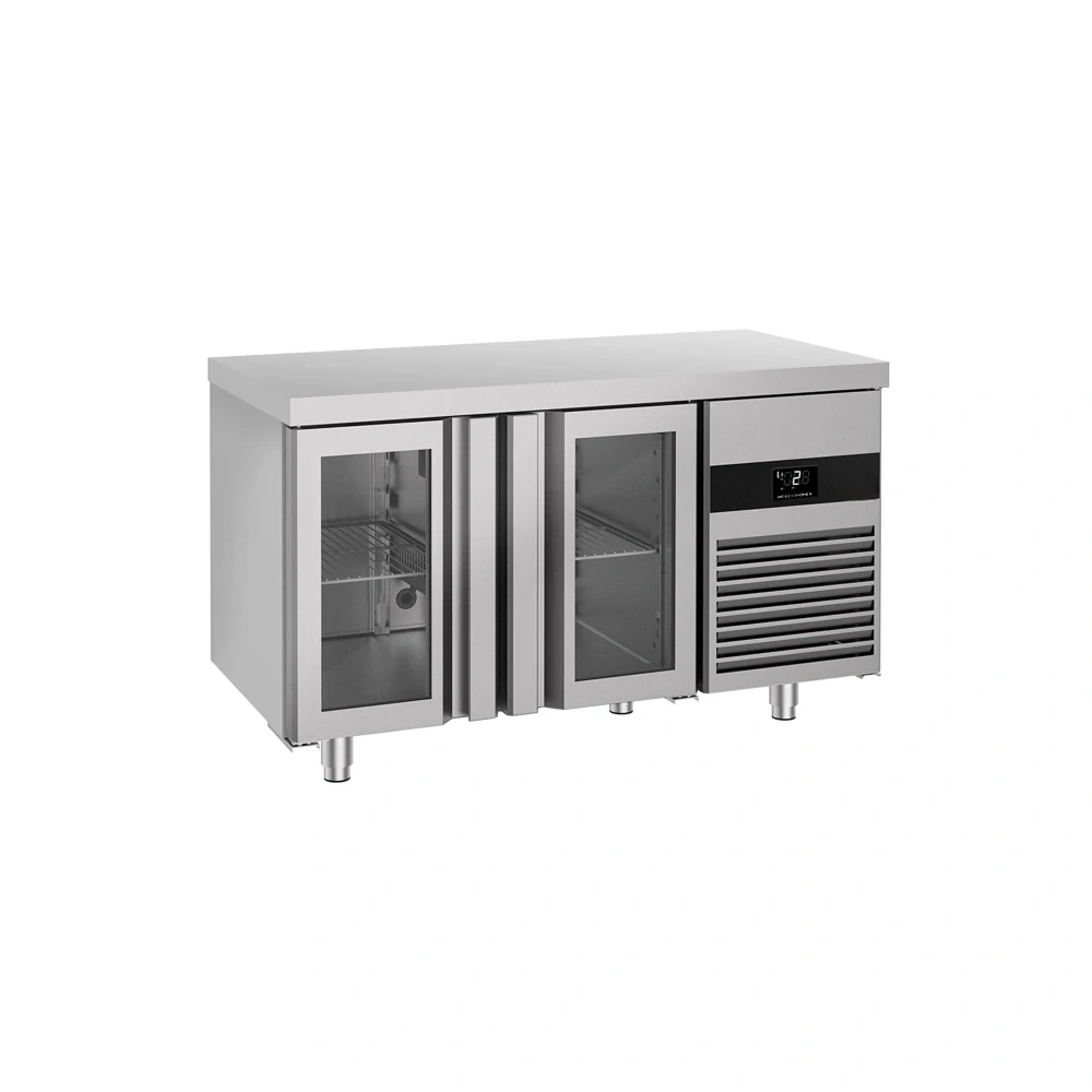 Chladicí stůl PREMIUM - 1400x700 mm - 2 skleněné dveře