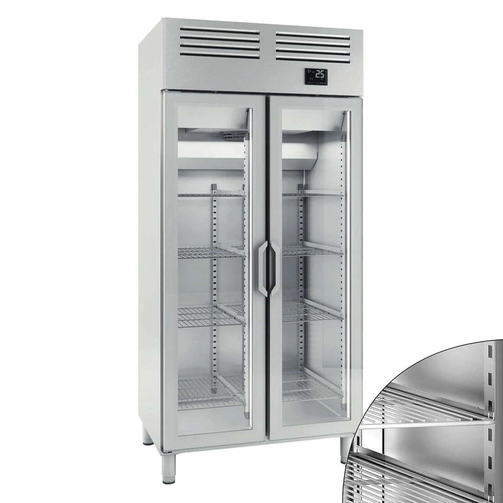 Nerezová chladicí skříň PREMIUM PLUS - GN 1/1 745 L - Se 2 skleněnými dveřmi
