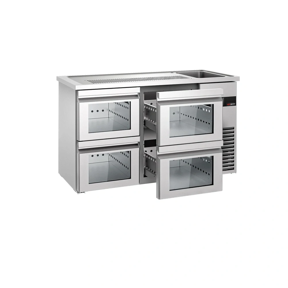 Výčepní pult PREMIUM - 1550x700 mm - 4 Skleněné zásuvky