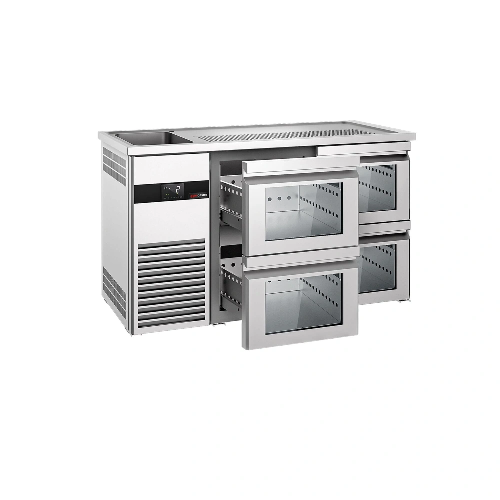 Výčepní pult PREMIUM - 1550x700 mm - 4 Skleněné zásuvky