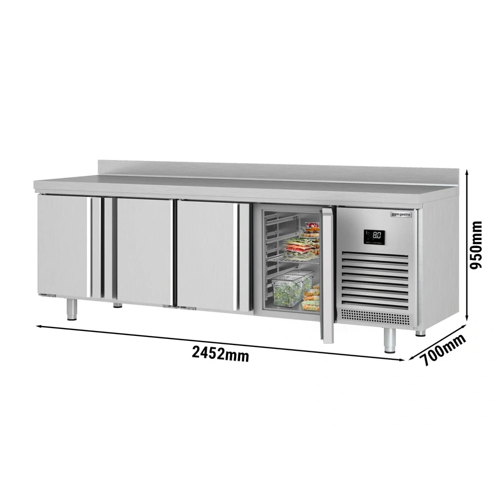 Chladicí stůl PREMIUM PLUS - 2452x700x mm - se 4 dveřmi - se zadním lištou