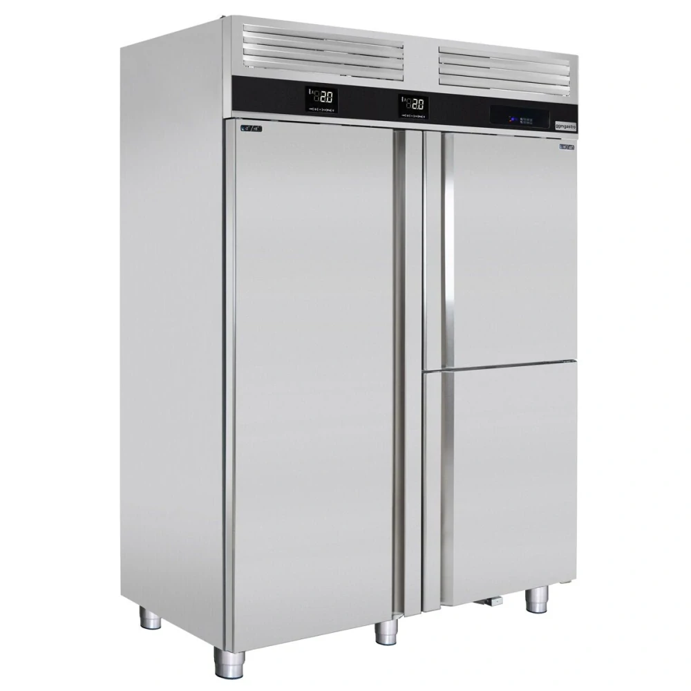 Kombinovaná chladicí a mrazicí skříň PREMIUM - GN 2/1 - GN 1/1 - 1400 mm - 1 400 l - až +8 °C - s 3 dveře - Digitální termostat; Umluftní chlazení;…