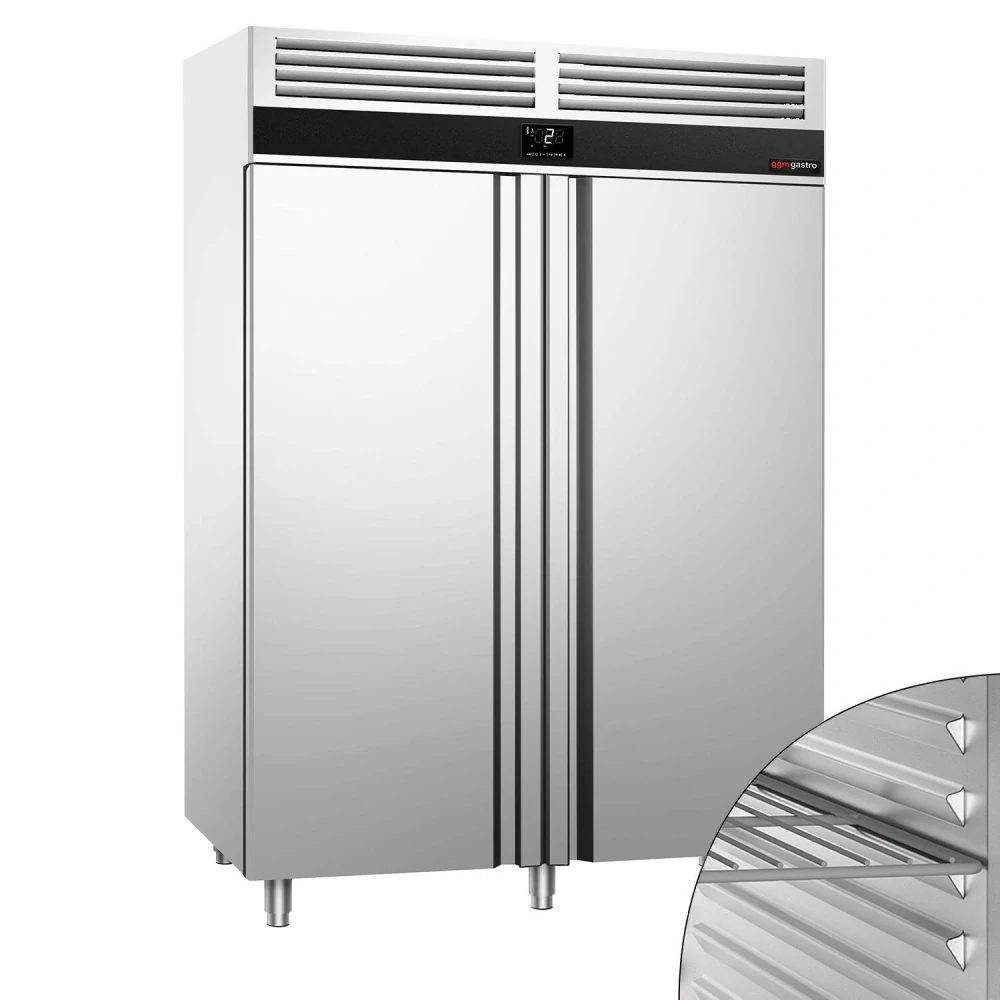 Nerezová skladovací lednice PREMIUM - 1400 L - s 2 prosklenými dveřmi