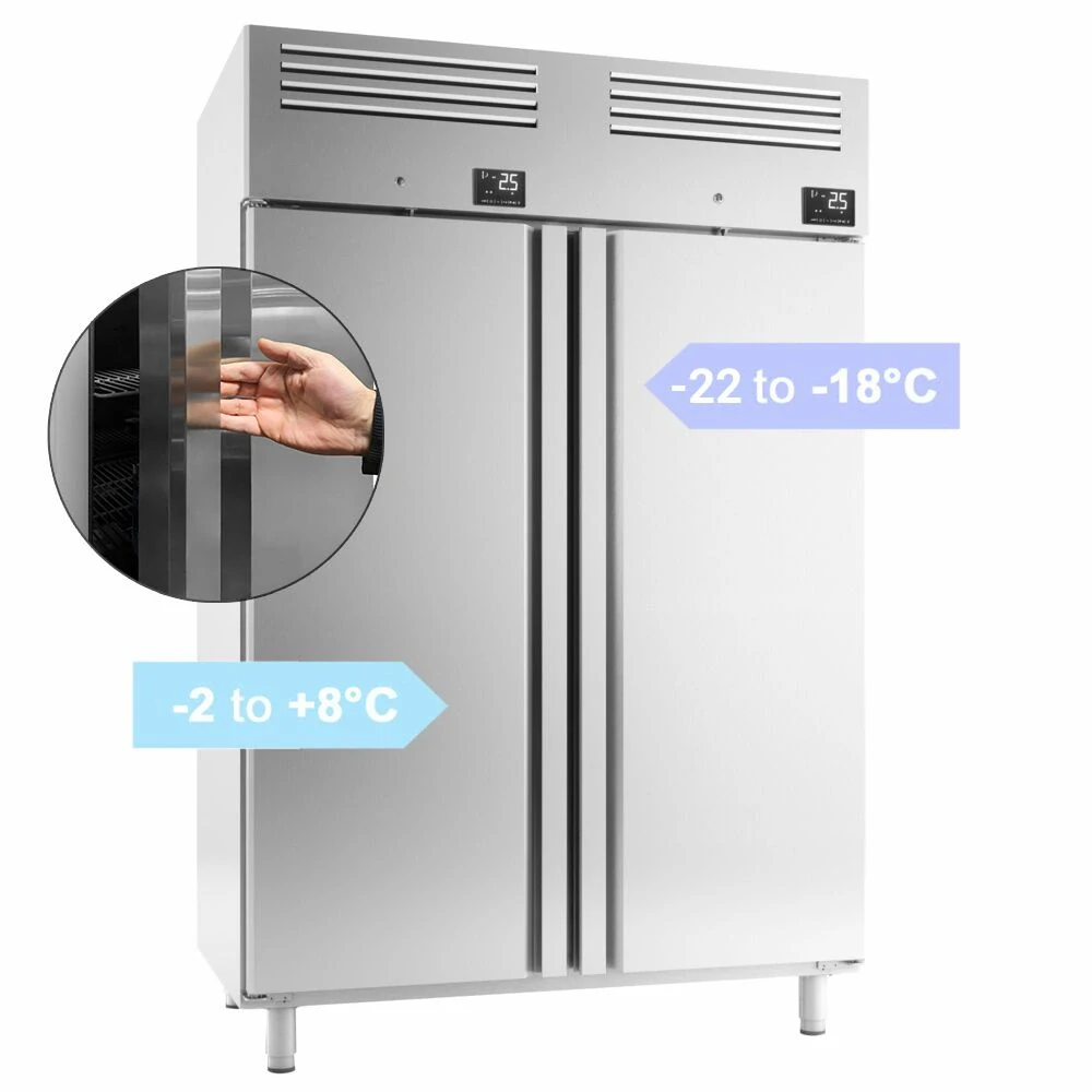 Nerezová chladicí a mrazicí kombinace PREMIUM PLUS - GN 2/1 - 1220 L - S 2 dveřmi