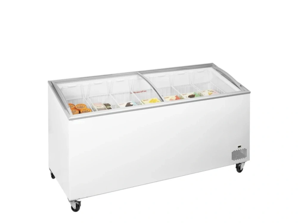 Mrazák na nanuky 555 l – velký truhlový mrazicí box s posuvnými skleněnými víky 1752×680×890 mm