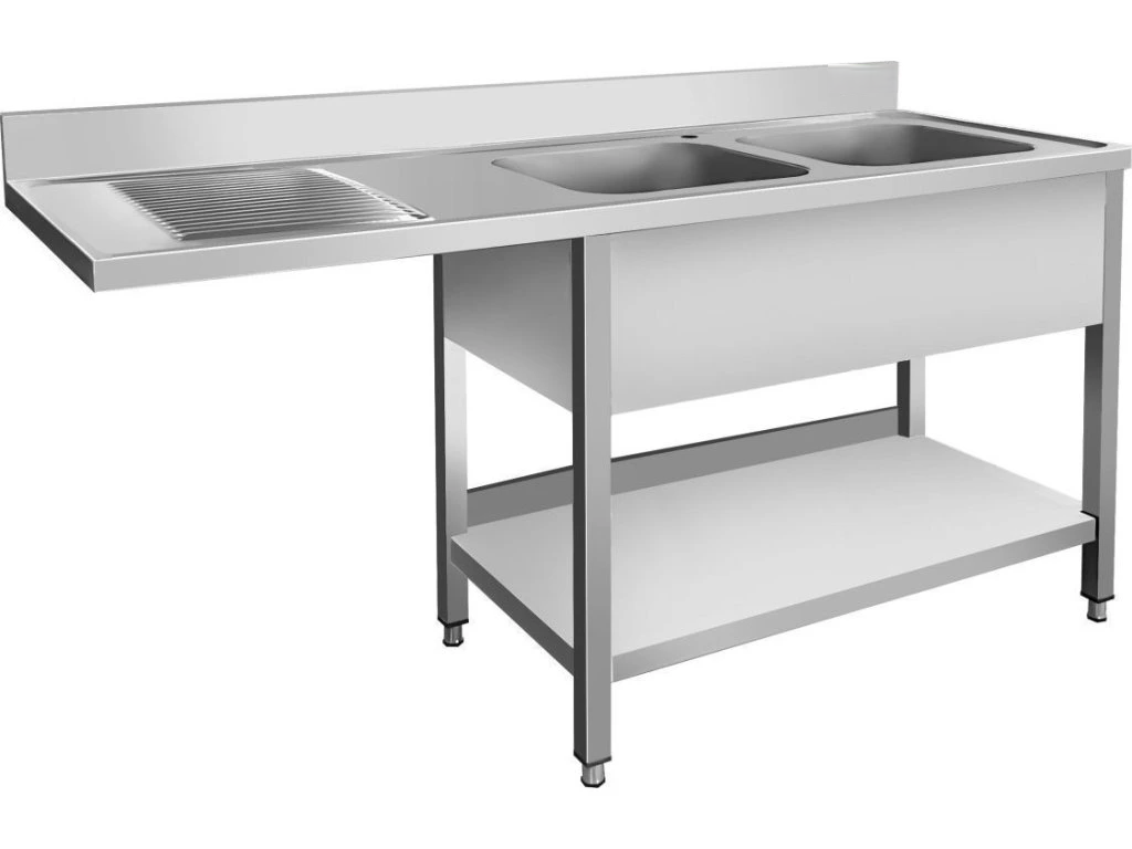 Nerezový dvojdřez vpravo s prostorem na myčku 160x70x87cm