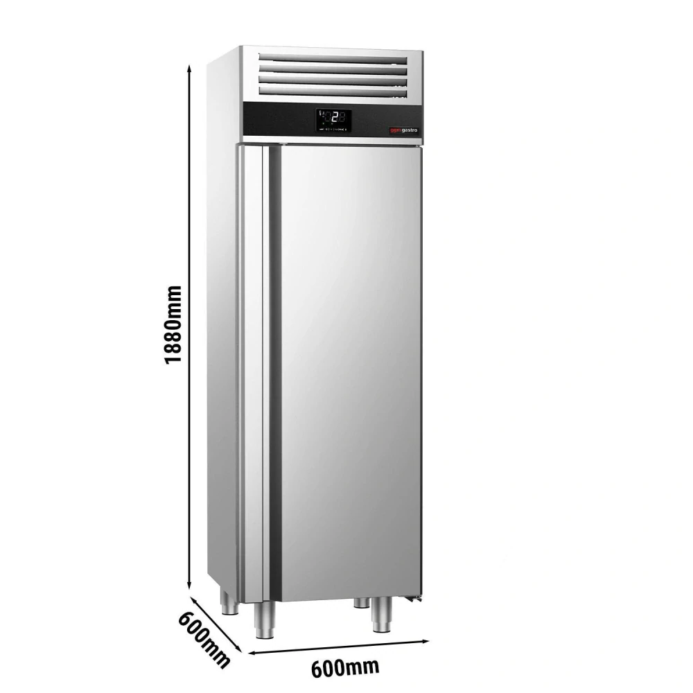 Nerezová skladovací lednice PREMIUM - 400 L - s 1 prosklenými dveřmi