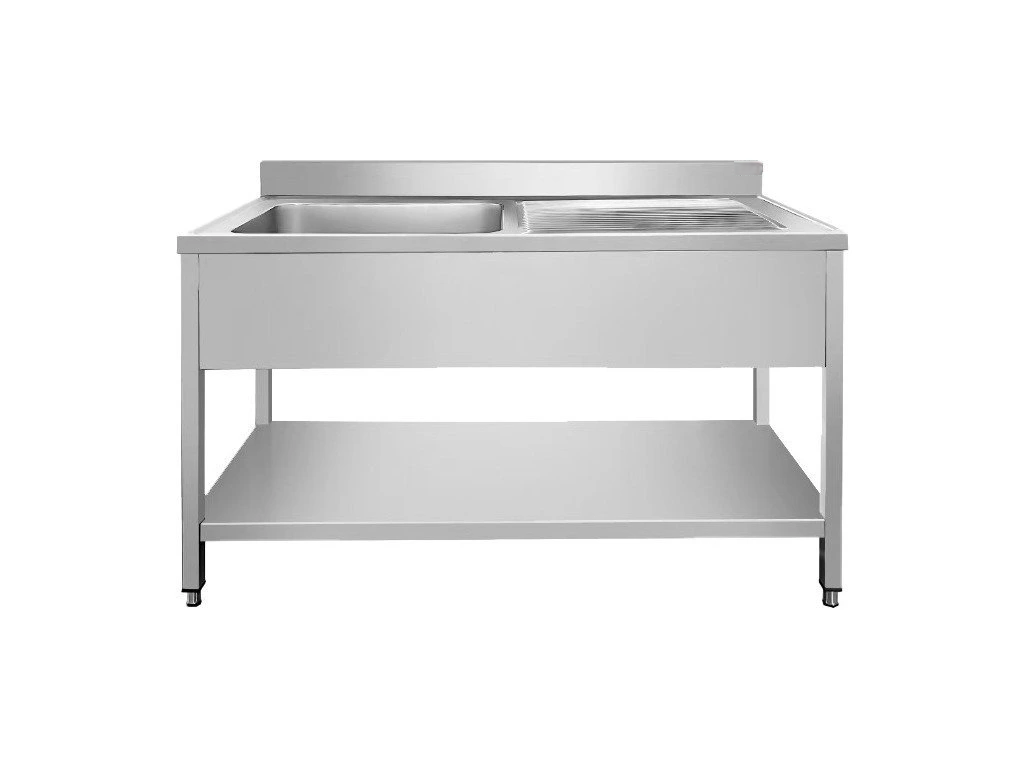 Nerezový dřez vlevo s odkapávací plochou a policí 120x70x87cm