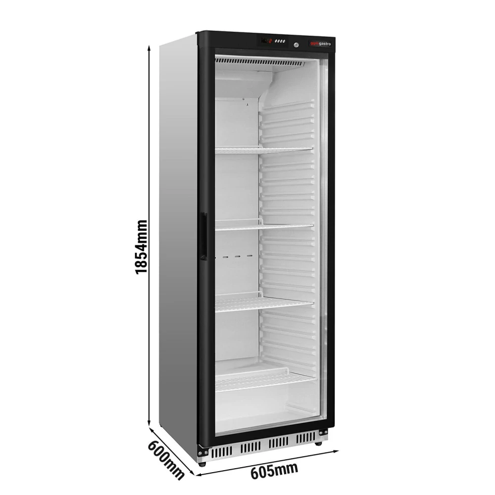 Nerezová chladicí skříň PREMIUM - 400 L - s 1 skleněnými dveřmi - statické chlazení