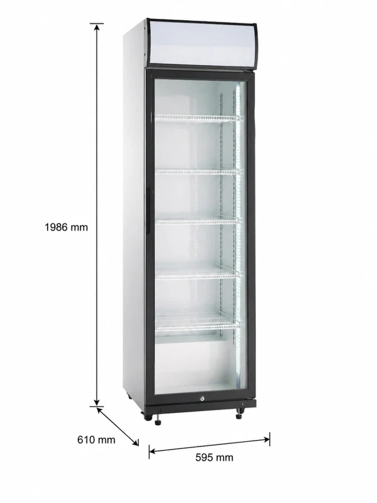 Prosklená chladicí lednice 362 l s LED osvětlením