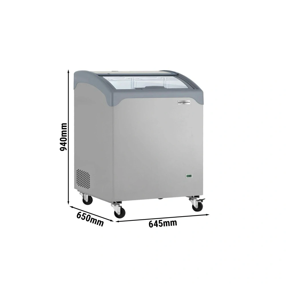 Truhlicový mrazák profi - 645x650 mm - 164 l - Skleněný posuvný kryt