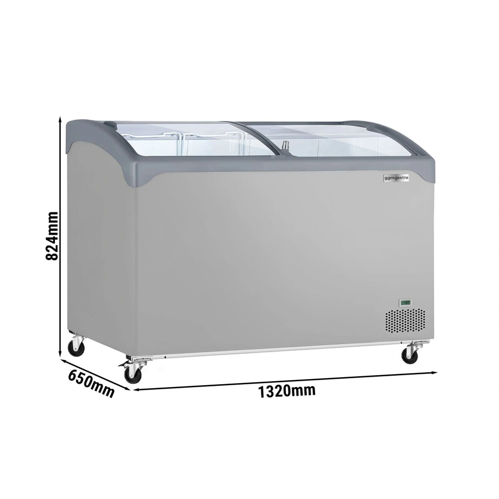 Truhlicový mrazák profi - 1320x650 mm - 392 l - Se 2 posuvnými skleněnými víky
