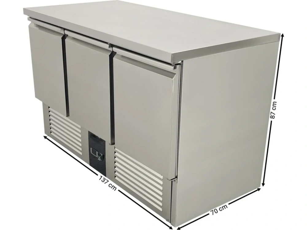 Chladící stůl - 1,37 x 0,7 m - se 3 dveřmi