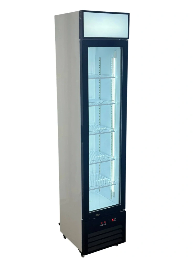 Prosklená chladicí vitrína SLIM 145 l – úzká gastro lednice s LED osvětlením