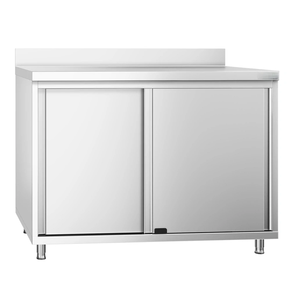 Nerezový pracovní stůl se skřínkou a zadním lemem 100x60x85cm