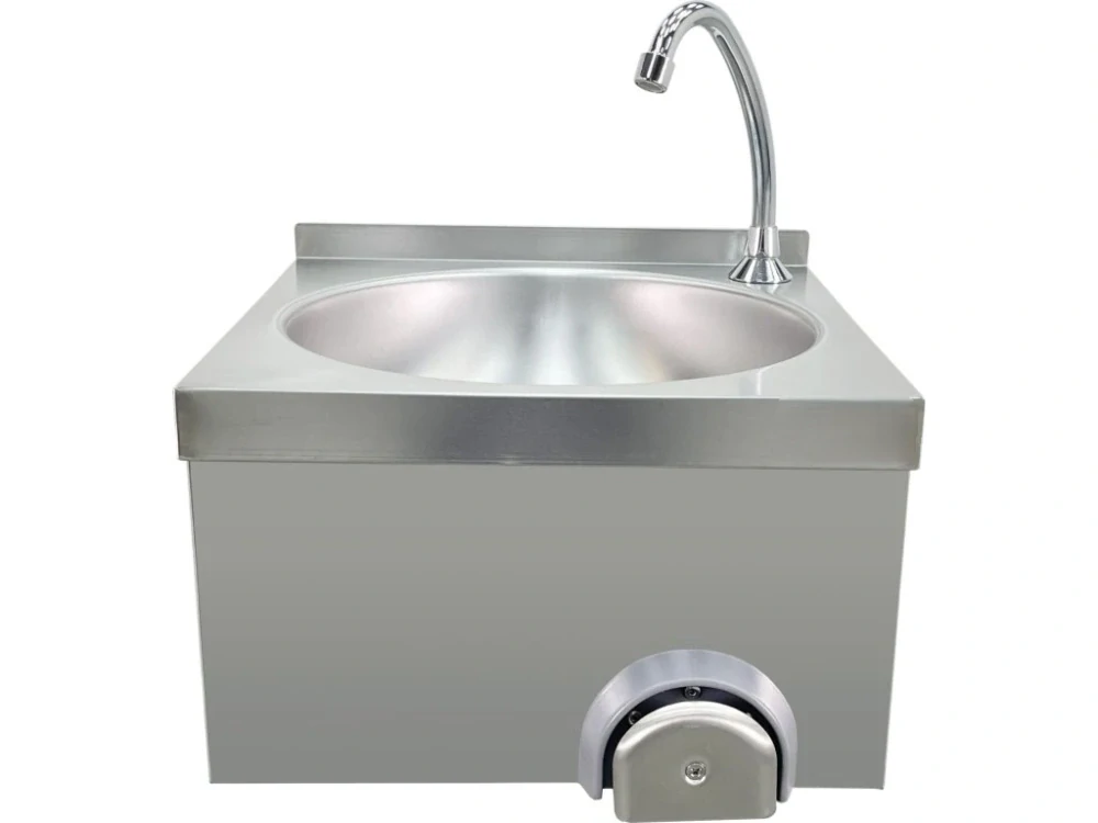 Ruční umyvadlo – nerezové, s kolenním ovládáním – 40x40x31 cm