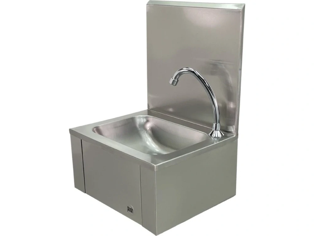 Ruční umyvadlo nerezové, s kolenním ovládáním - 400x340x(200+385) cm