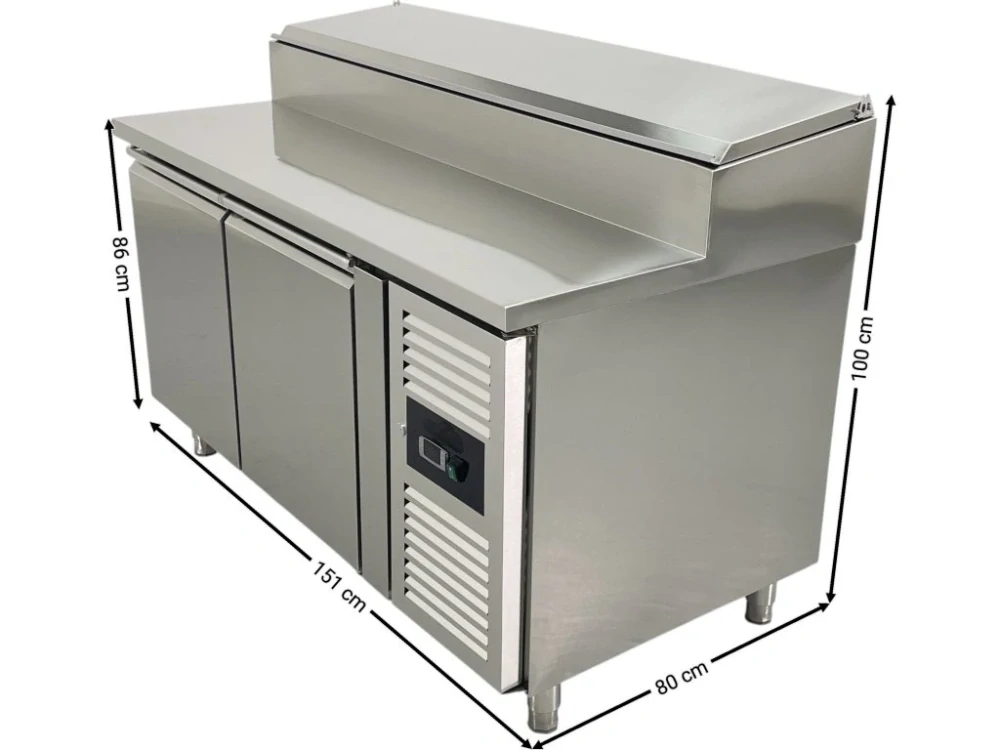 Přípravný chladicí stůl 360 l – 1,51 × 0,8 m – se 2 dveřmi