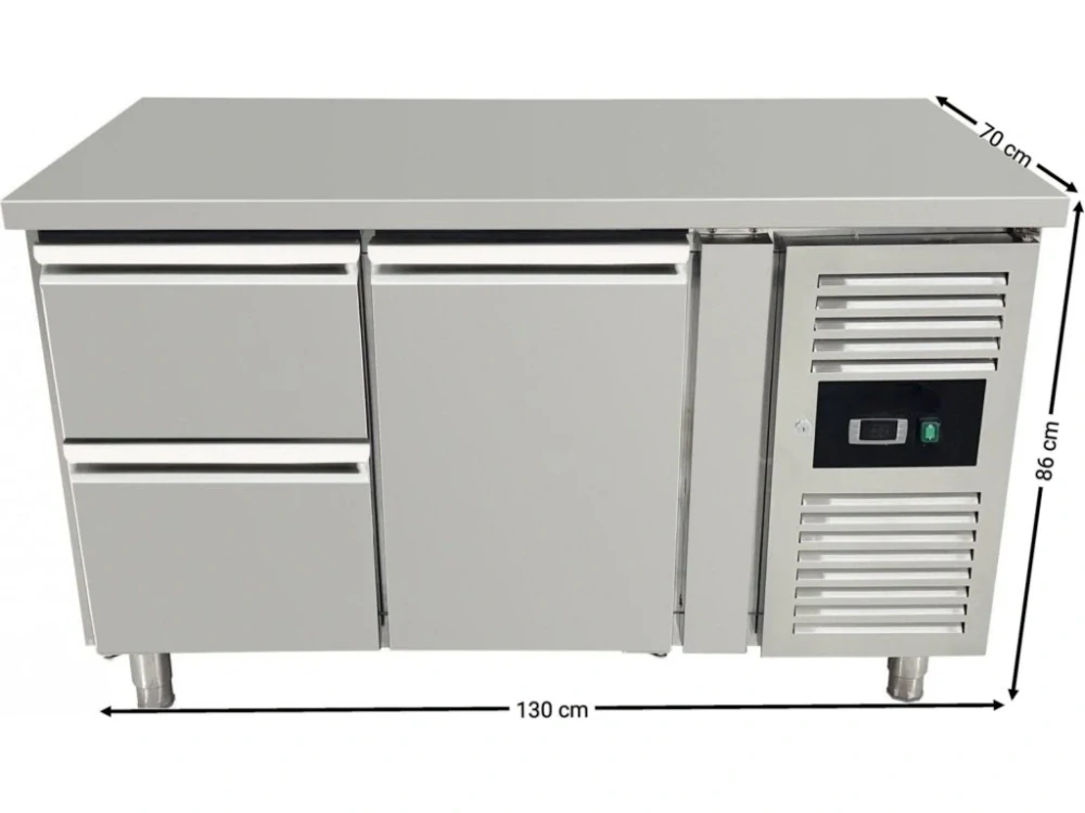 Chladicí stůl s 1 dvířky a 2 šuplíky vlevov