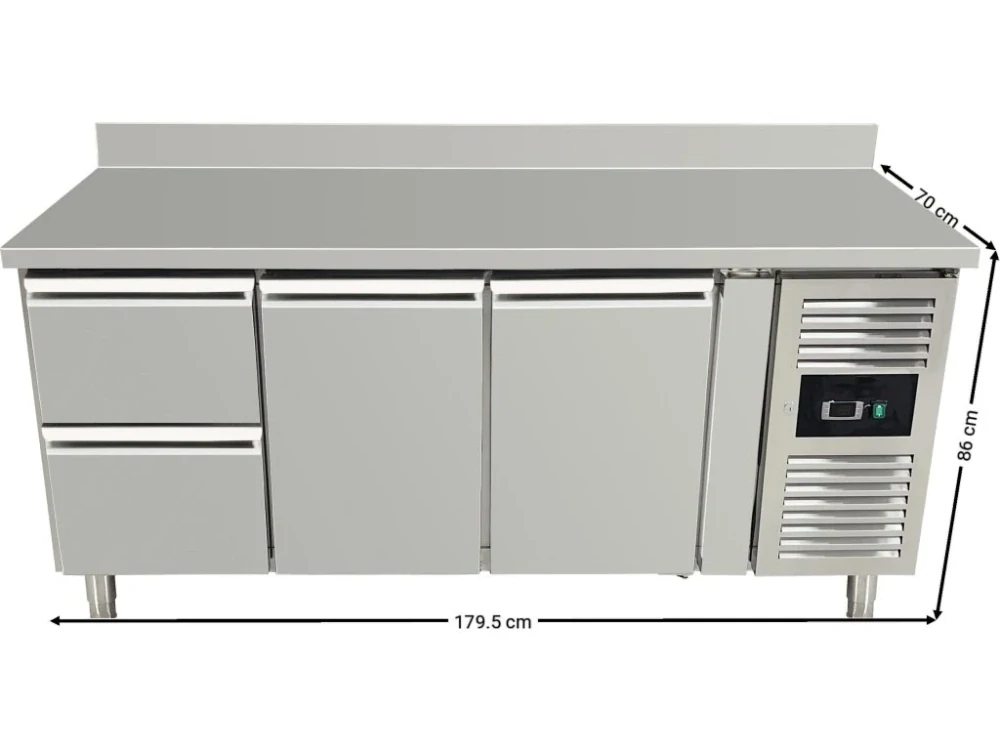 Chladicí stůl s lemem - 2 dvířky a 2 šuplíky vlevo