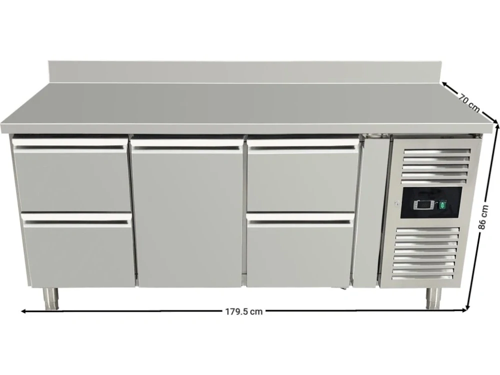 Chladicí stůl s lemem - 4 šuplíky a 1 dvířky uprostřed