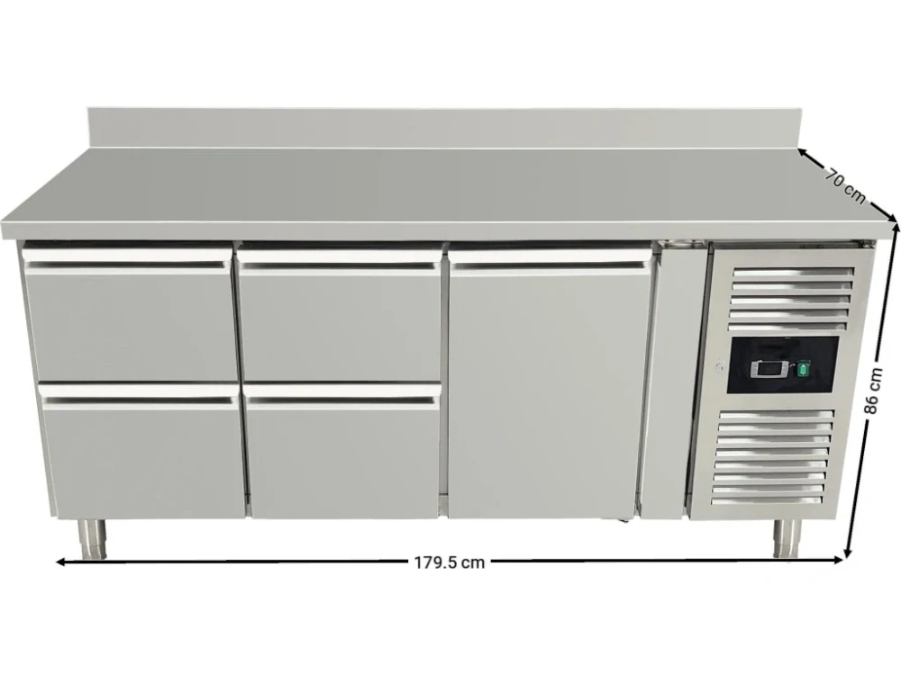 Chladicí stůl s lemem - 4 šuplíky a 1 dvířky vpravo