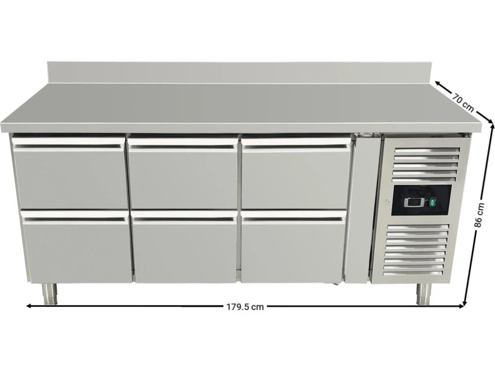 Chladicí stůl s lemem - 6 zásuvek