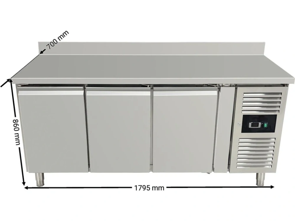 Chladicí stůl se 3 dveřmi a zadním lemem