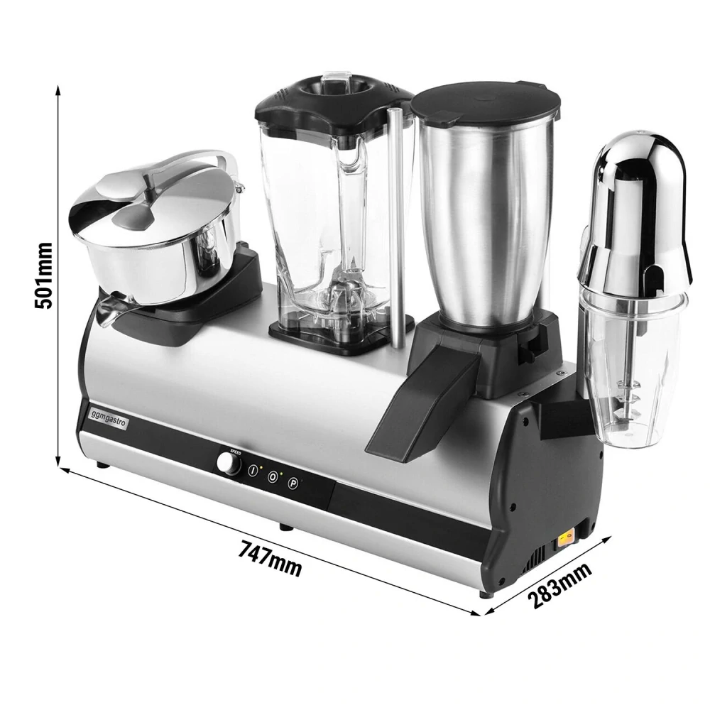 Kombinovaný barový přístroj - Mixér, drtič ledu & odšťavňovač citrusů - 2x 150 + 100 + 750 W