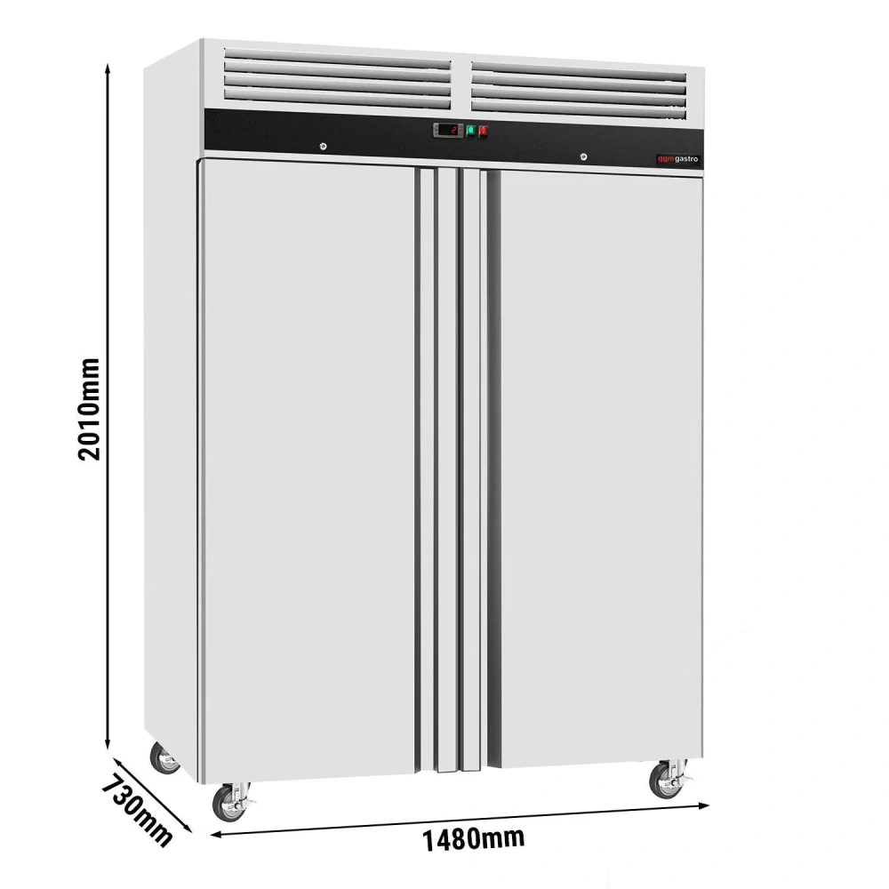Nerezová skladovací lednice ECO - 1200 L - s 2 dveřmi